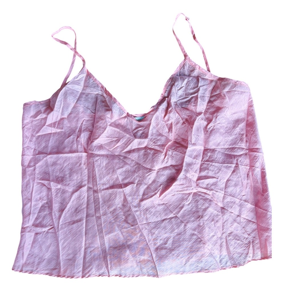 VTG‎ Allison Taylor Pink 100% Silk Adjustable Strap Camisole Tank Top Lingerie L